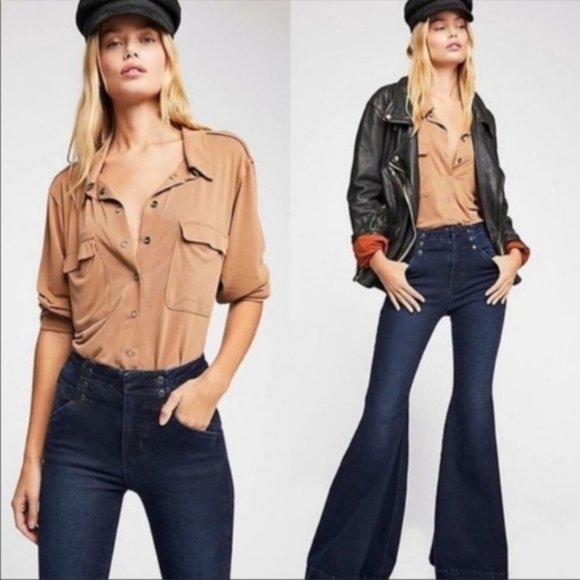 Free People Denim - Free People Jeans Sz 28 Flare High Rise Maddox Denim
